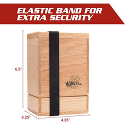 Monster Wooden Deck Box w Strong Magnetic Lid w Dice Tray, Security Band- Premium Holds 150 Sleeved Cards