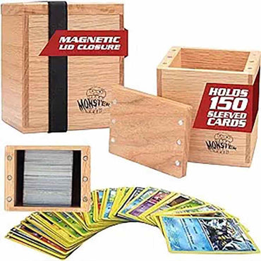 MONSTER WOODEN SINGLE (150 CARDS) DECK BOX: RED OAK