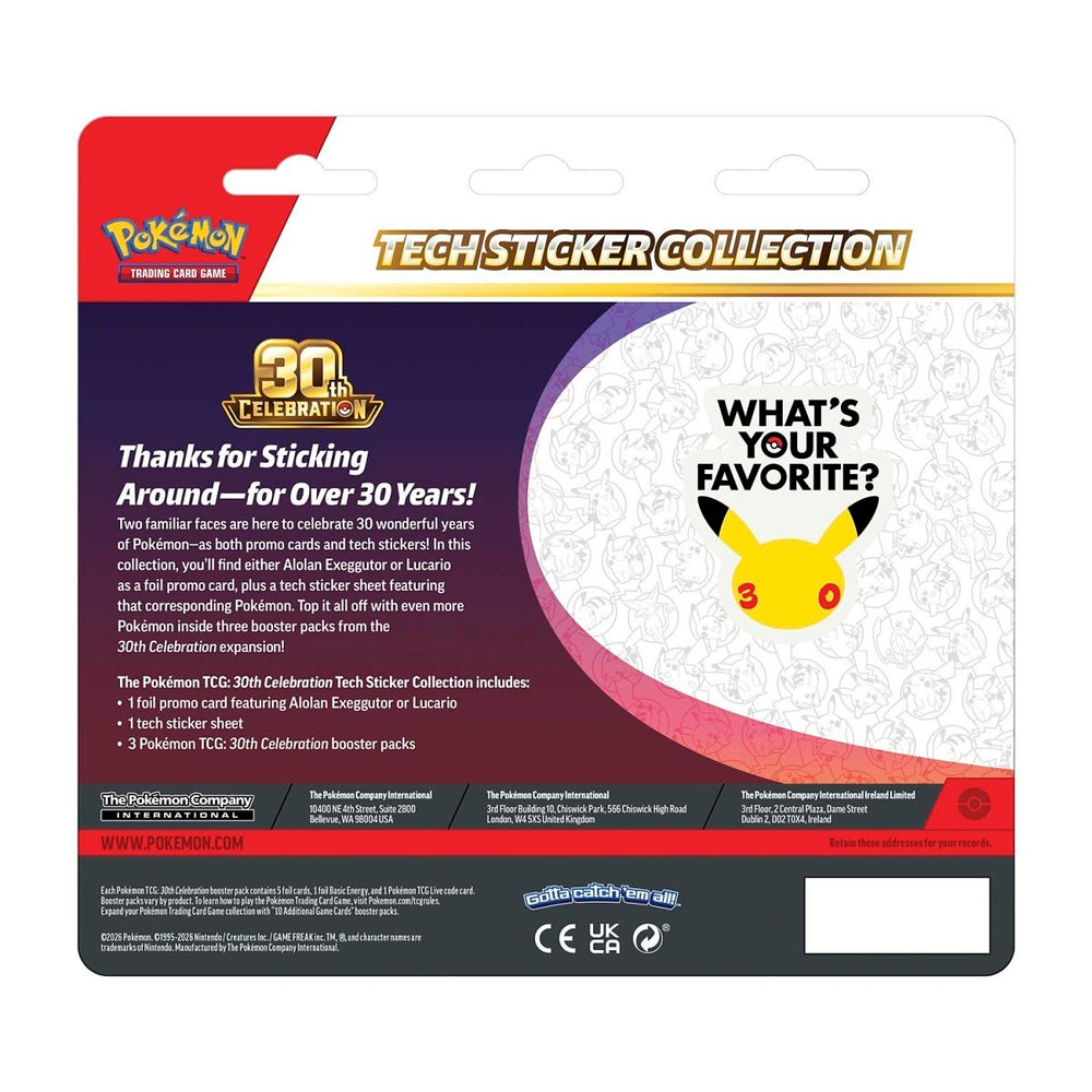 Pokémon TCG 30th Celebration Tech Sticker Collection Lucario official packaging back image